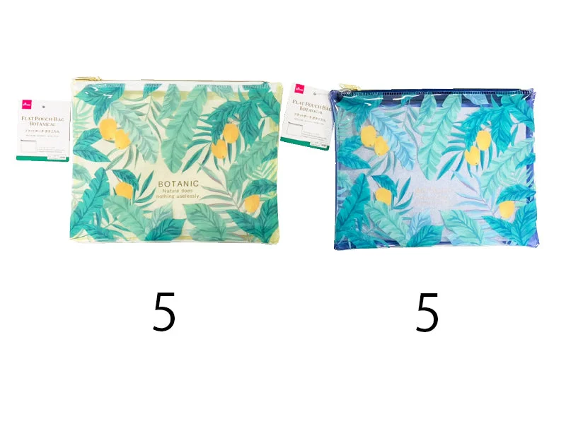 Flat Pouch Bag - Botanical - 6.29in X 8.26in - 16cm X 21cm