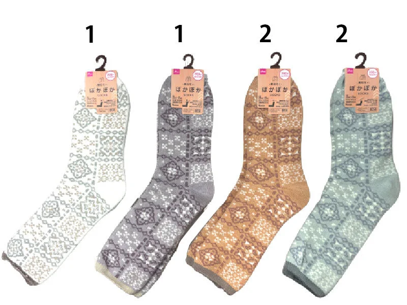 Fluffy Socks - Inner Pile - Tile Pattern -