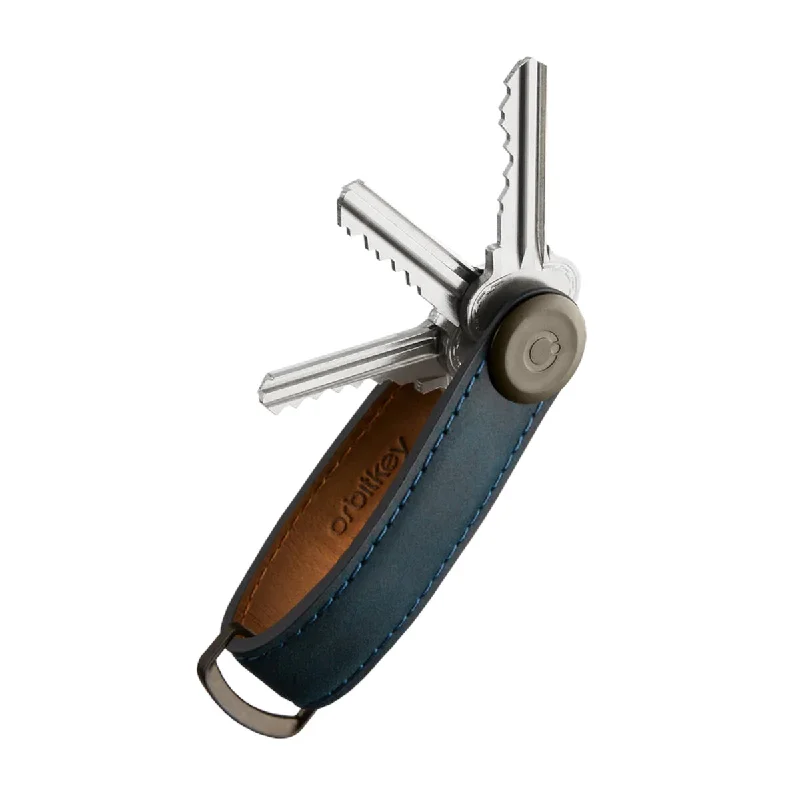 Orbitkey Crazy Horse Leather Key Organiser Marine Blue