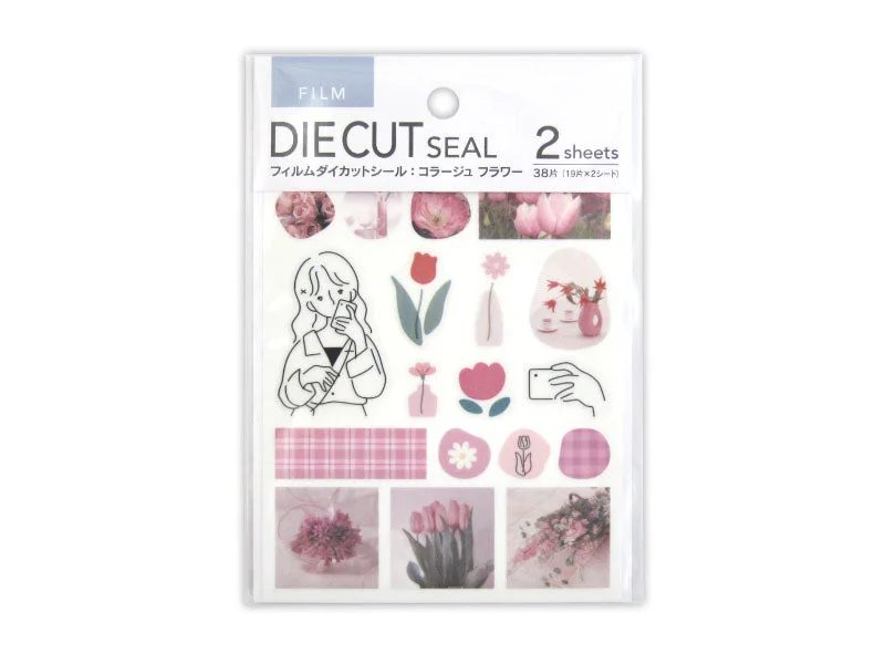 Film die-cut sticker - collage - flower -  38 pieces -