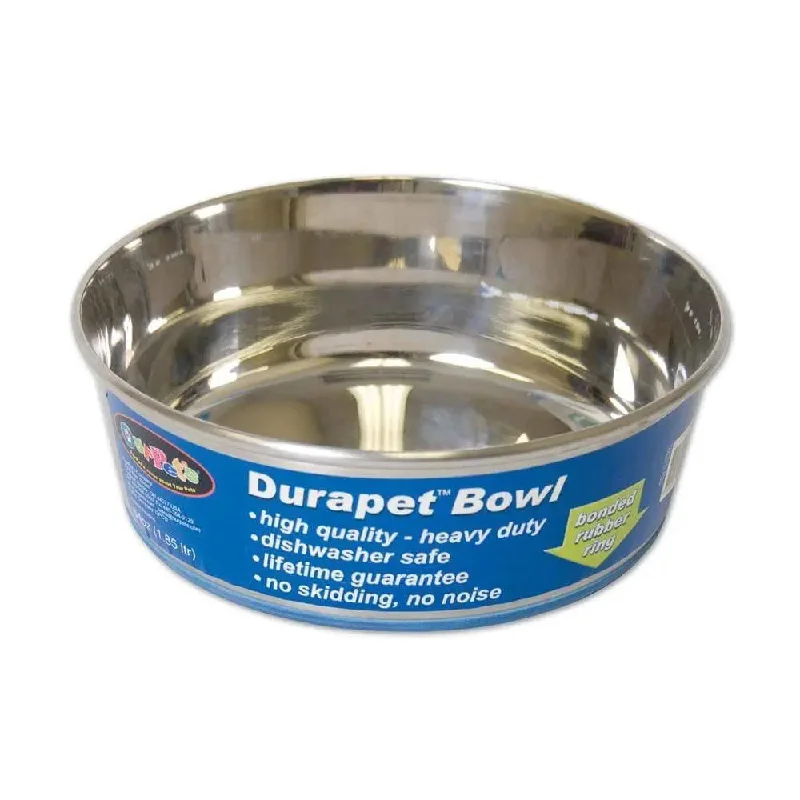 OurPets® Premium Rubber-Bonded Stainless Steel Bowl for Dog 4.5 Quartz