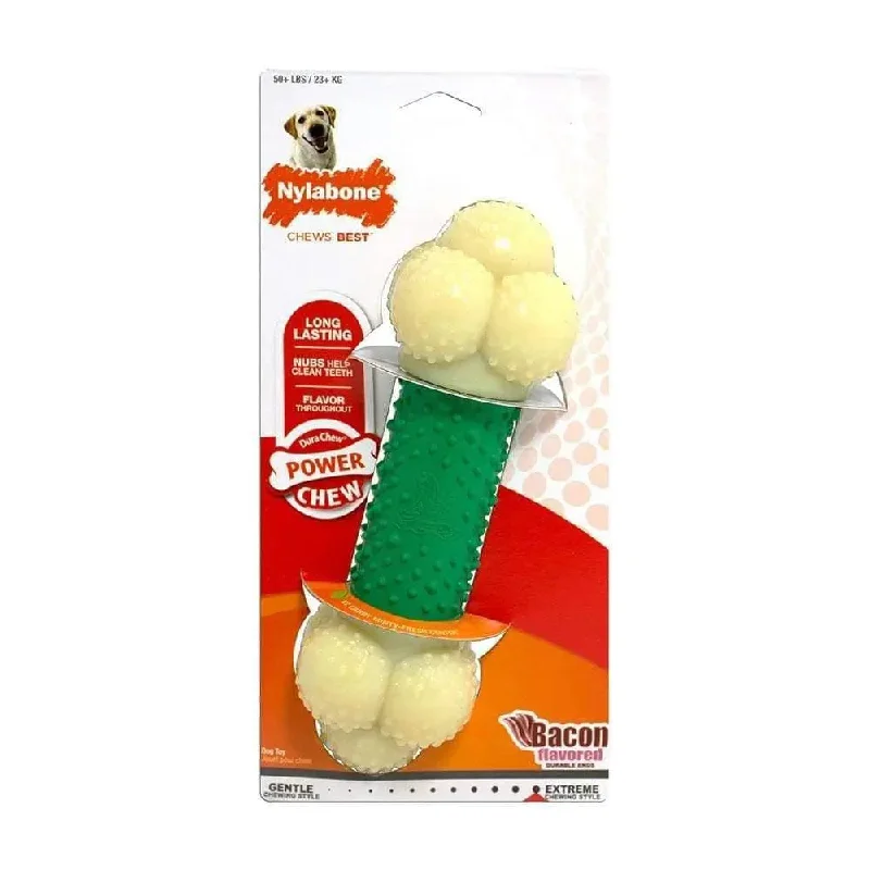Nylabone® Dura Chews® Power Chews Bacon Flavor Double Action Long Lasting Chews Dog Toys Souper 50+