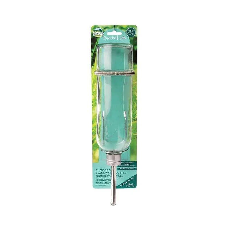 Oxbow Animal Health® Enriched Life Chews Proof Glass Water Bottle for Small Animal Medium 16 Oz