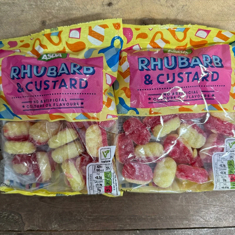 3x Low Price Rhubarb & Custard Boiled Sweets Bags (3x250g)