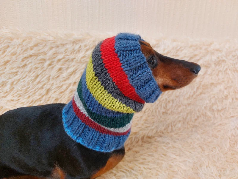 Knitted dog snood handmade stripes, scarf snood hat for dogs