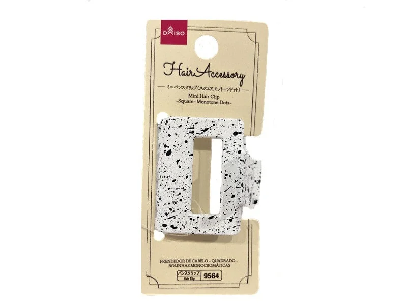 Mini Hair Clip -Square - Monotone Dots-