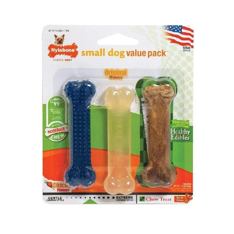Nylabone® Flexi Chews® Moderate Chews Value Pack Chews Dog Toys Petite Up to 15 Lbs