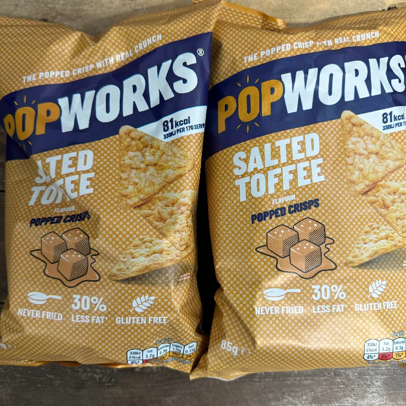 6x Popworks Salted Toffee Popped Crisps Sharing Bags (6x85g)