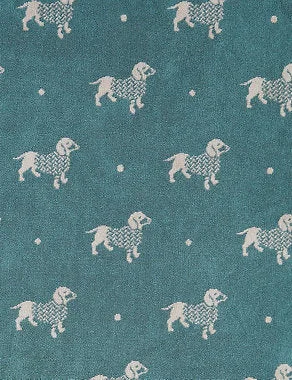 Pure Cotton Sausage Dog Towel - Green Mix, Bath Sheet