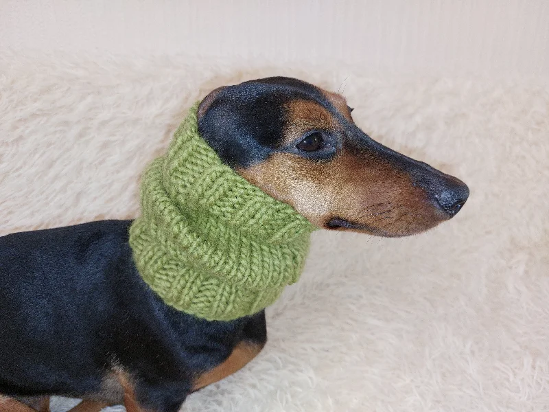 Handmade Wool Snood Warm Winter Knitted Dog Hat Warm Ears Dachshund Snood Hat