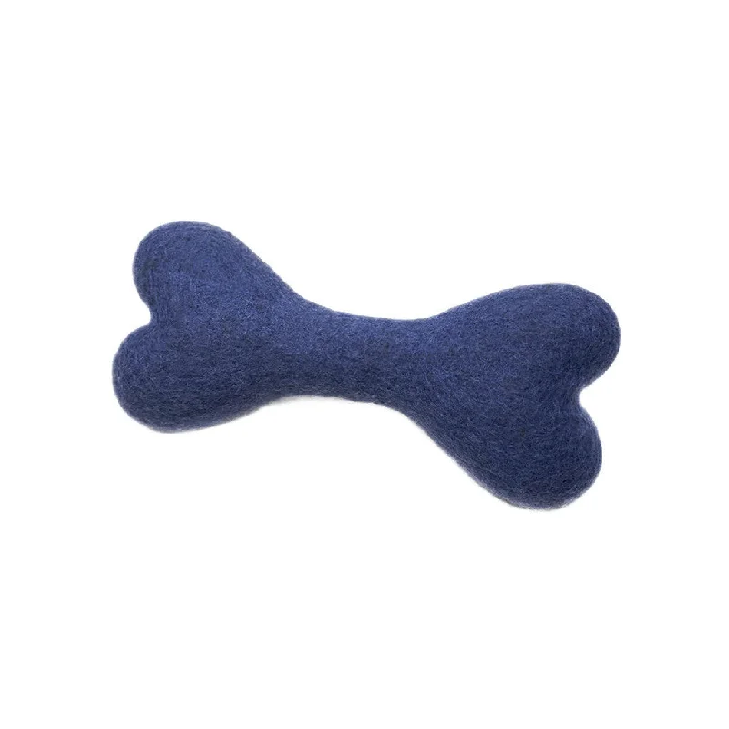 Wool Bone Dog Toy Navy