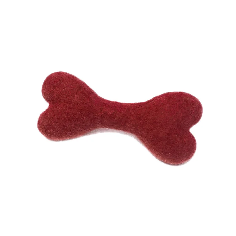 Wool Bone Dog Toy Merlot