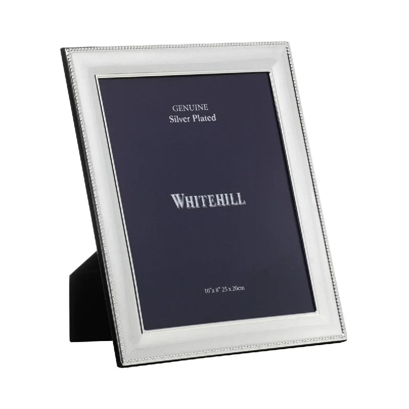 Whitehill Plate Frame Bead Velvet Back Silver 25cm x 20cm