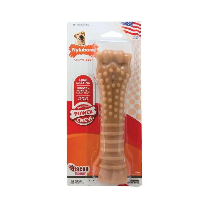 Nylabone® Dura Chews® Power Chews Bacon Flavor Long Lasting Chews Dog Toys Souper 50+ Lbs