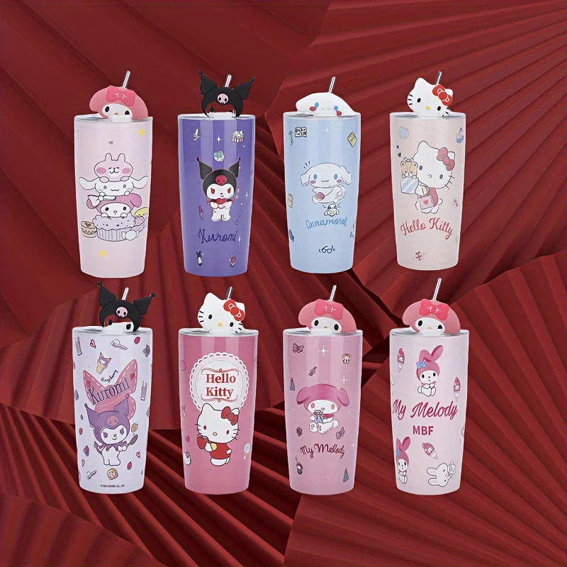 Sanrio Series Kt Cat Yugui Dog Kuromi Melody Outdoor Cup 20.29oz Straw Cup Double-layer Large Capacity Vacuum Cup Car Coffee Cup Sanrio Series Kt Cat Yugui Dog Kuromi Melody Outdoor Cup 20.29oz Straw Cup Double-layer Large Capacity Vacuum Cup Car Coffee Cup