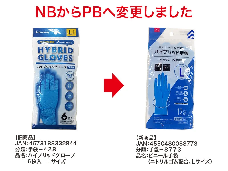 Vinyl Gloves -Contains Nitrile Rubber - Large-