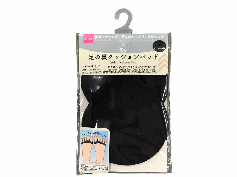 Five Toes Forefoot Cushion Pads One Size Fits All Black