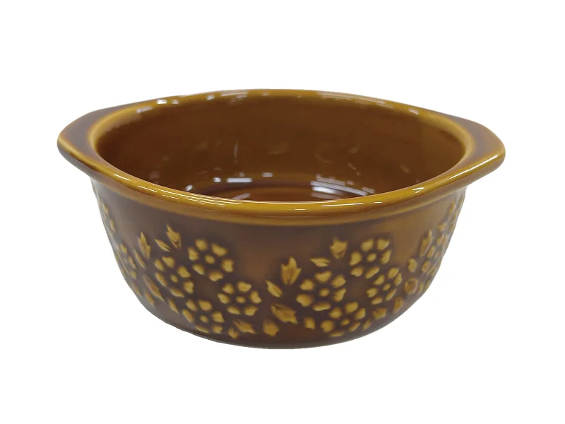 Flower Relief Round Bakeware Brown