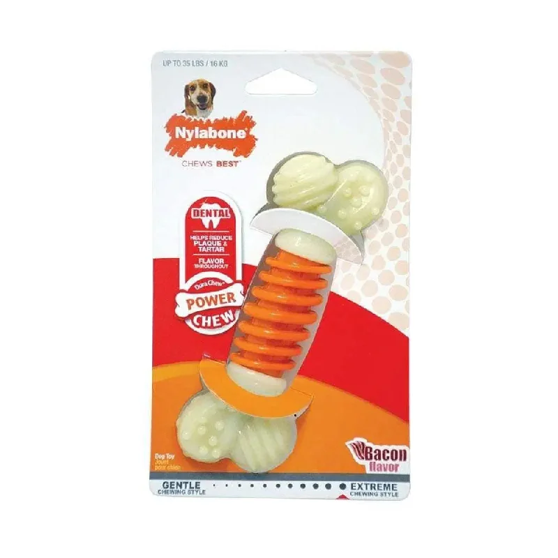 Nylabone® Dura Chews® Power Chews Bacon Flavor PRO Action Dental Chews Dog Toys Wolf Up to 35 Lbs