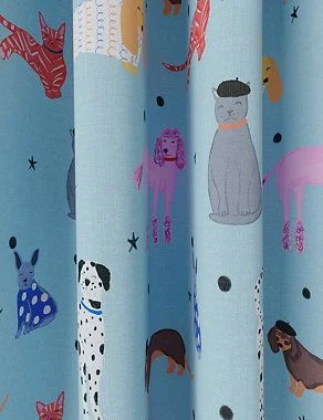 Dogs Eyelet Blackout Kids' Curtains - Multi, W168Cm Drop 183Cm