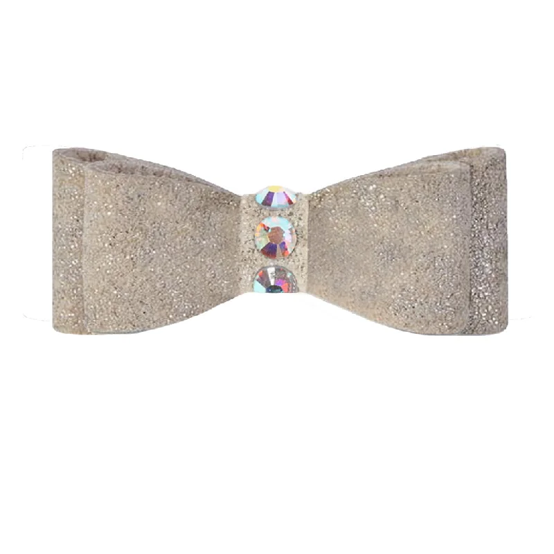 3-Stone Dog Hair Bow: Gold Glitzerati