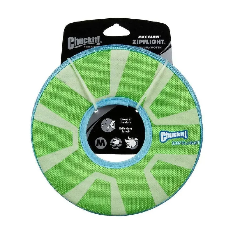 Chuckit!® Zipflight Max Glow Dog Toys Glow Green/White Color Medium