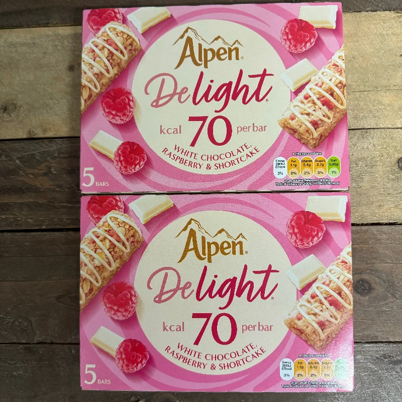 15x Alpen Delight White Chocolate Raspberry & Shortcakes (3 Packs of 5x19g)