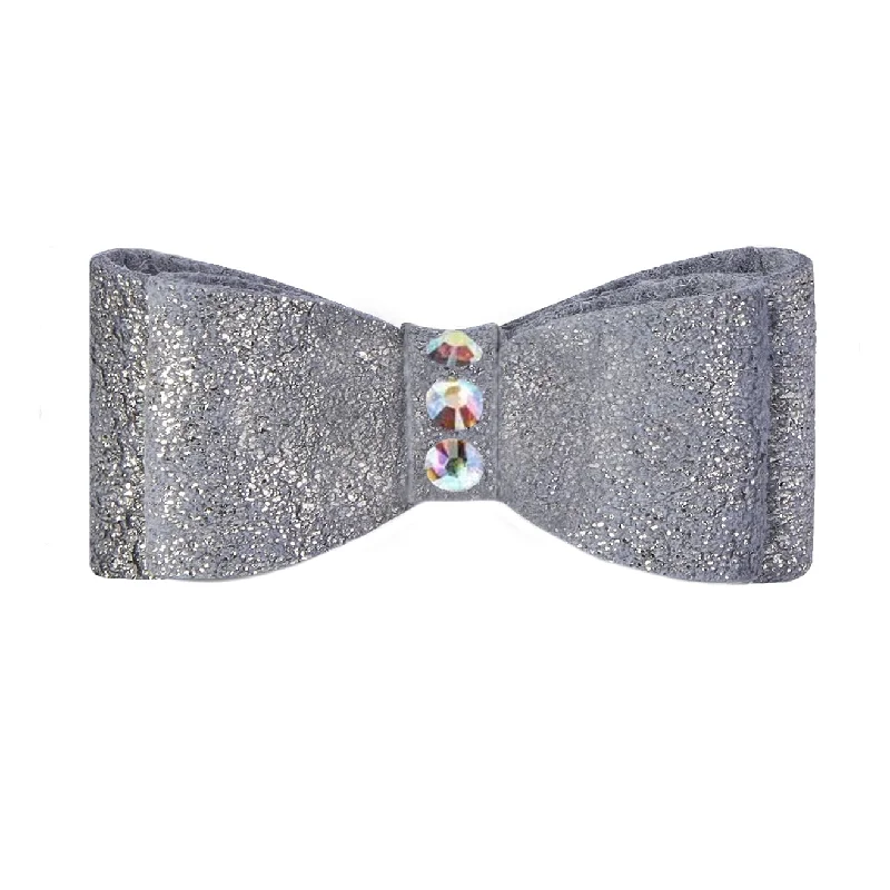 3-Stone Dog Hair Bow: Platinum Glitzerati
