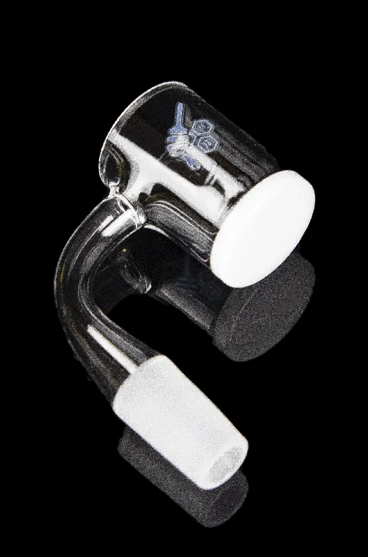 Honeybee Herb 90 Degree Honey & Milk Bevel Quartz Banger - Yellow Line