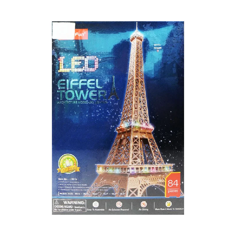 L091H CUBICFUN 3D PUZZLE LED EIFFEL TOWER 84PC