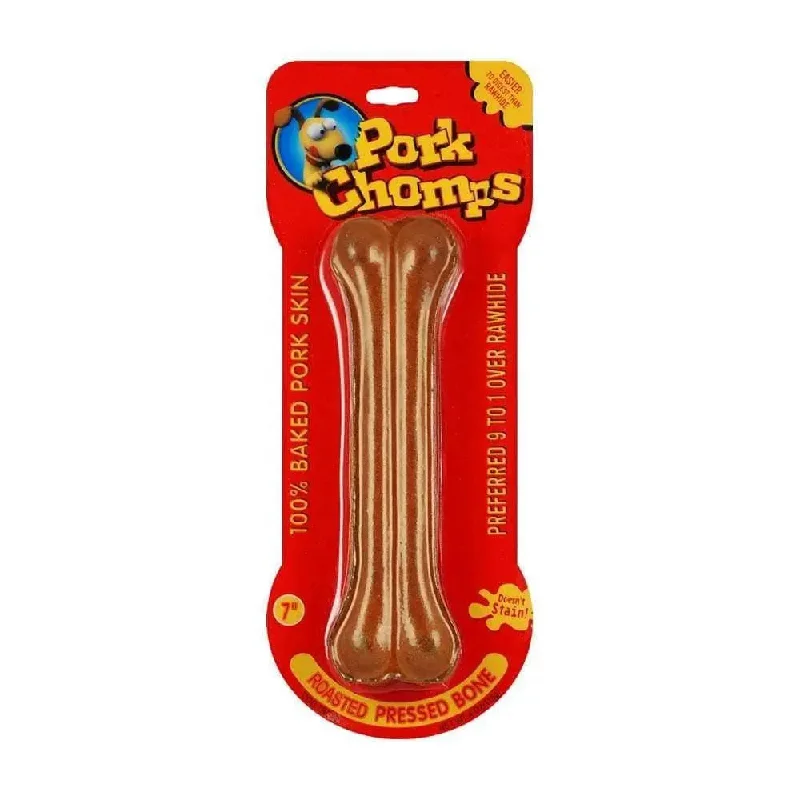 Pork Chomps™ Roasted Pork Flavored Pressed Bone Dog Treats 7 Inch 1 Count
