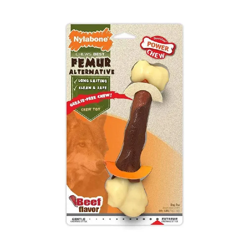 Nylabone® Dura Chews® Power Chews Beef Flavor Femur Alternative Long Lasting Chews Dog Toys Giant Up