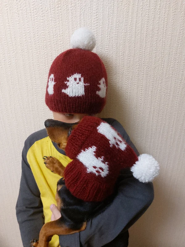 Halloween Hat Set Mom & Dog | Matching winter hat set for dog and owner, gift for mom dad and dog, puppy parents gift,set for owner and pet