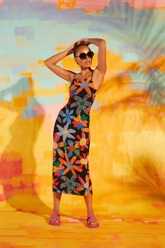 Rainbow Flower Mesh Dress