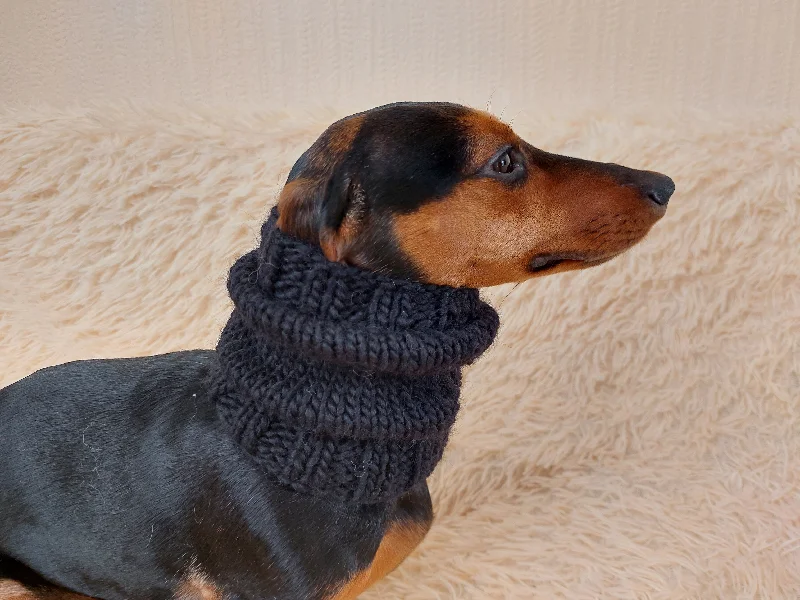 Handmade Wool Snood Warm Winter Knitted Dog Hat Warm Ears Dachshund Snood Hat