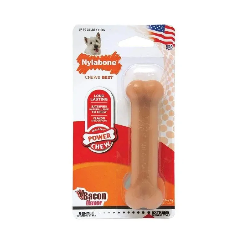 Nylabone® Dura Chews® Power Chews Bacon Flavor Long Lasting Chews Dog Toys Regular Up to 25 Lbs