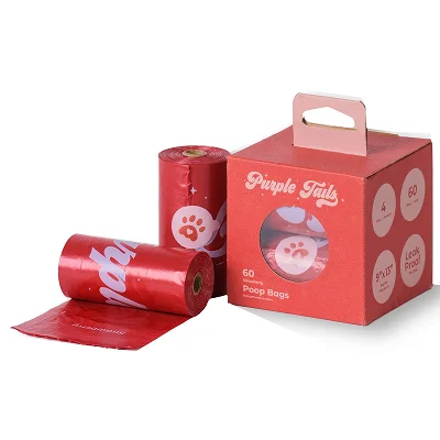 Purple Tails Poop Bags Strawberry Scented for Dogs (Red)