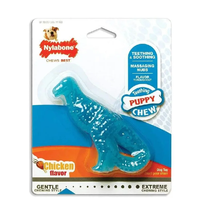 Nylabone® Teething Puppy Chews™ Chicken Flavor Dino Dental Chews Puppy Toys Regular Up to 25 Lbs
