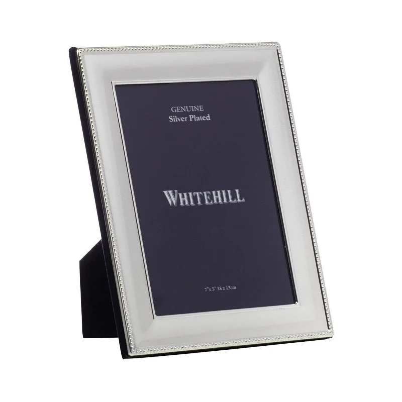 Whitehill Plate Frame Bead Velvet Back Silver 18cm x 13cm