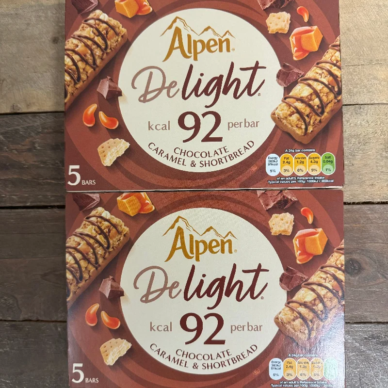 15x Alpen Delight Chocolate, Caramel & Shortbread Cereal Bars (3 Packs of 5x24g)