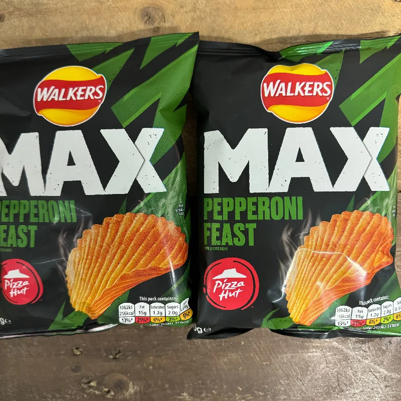 6x Walkers Max Pizza Hut Pepperoni Feast Crisps Grab Bags (6x50g)