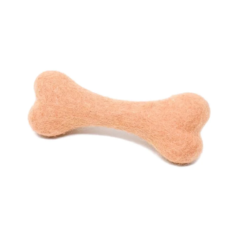 Wool Bone Dog Toy Peach