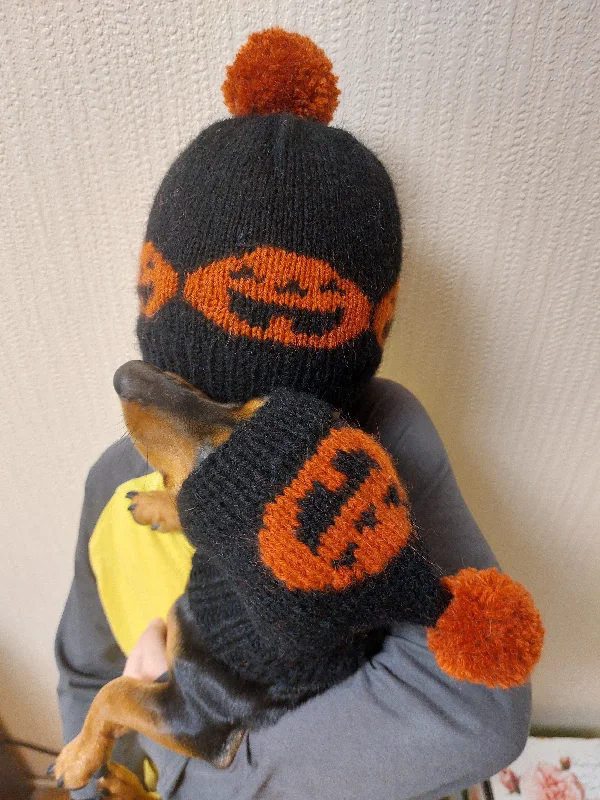 Halloween Hat Set Mom & Dog | Matching winter hat set for dog and owner, gift for mom dad and dog, puppy parents gift,set for owner and pet Halloween Hat Set Mom & Dog | Matching winter hat set for dog and owner, gift for mom dad and dog, puppy parents gift,set for owner and pet