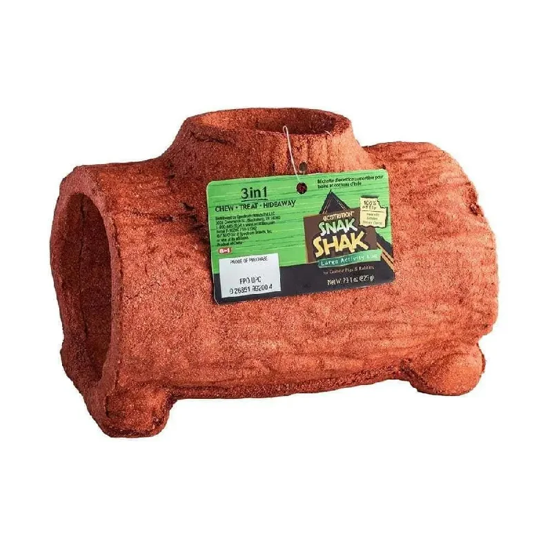 eCOTRITION Snak Shak Log for Small Animals Brown