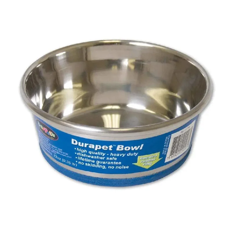 OurPets® Premium Rubber-Bonded Stainless Steel Bowl for Dog 0.75 Quartz