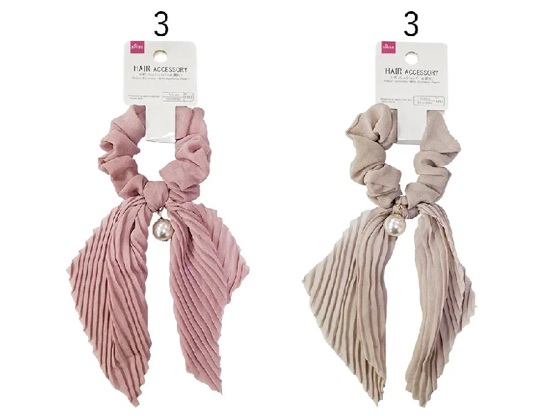 Ribbon Scrunchy -With Synthetic Pearl-