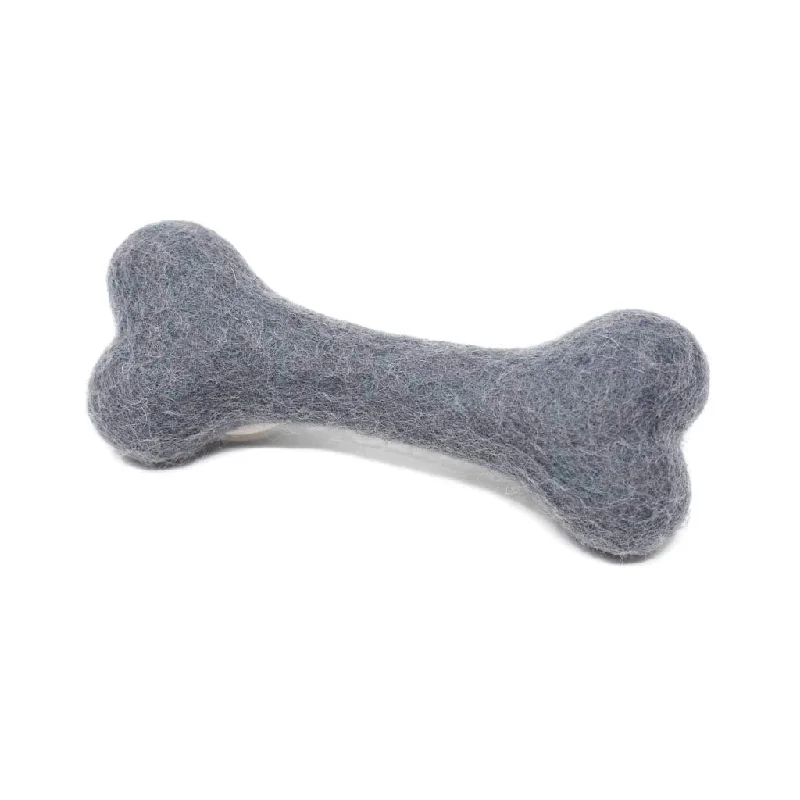 Wool Bone Dog Toy Slate