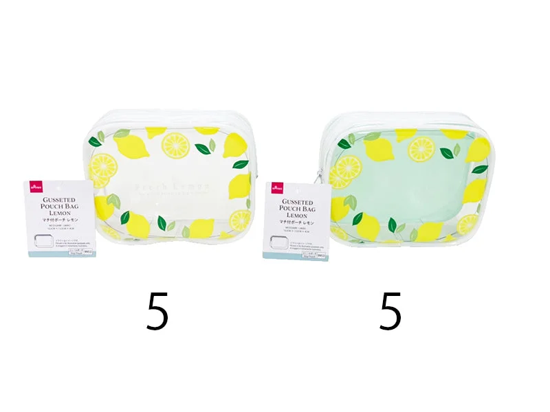 Gusseted Pouch Bag - Lemon - 4.13in X 5.31in X 1.57in - 10.5cm X 13.5cm X 4cm