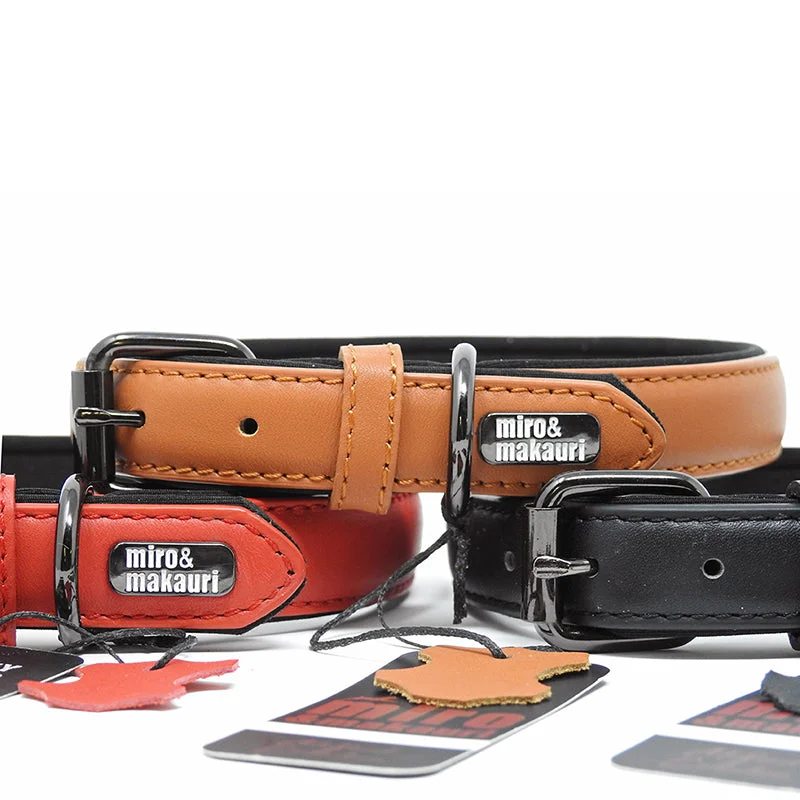 Miro & Makauri 'Milford' Leather Dog Collars -  Red, Black, Brown