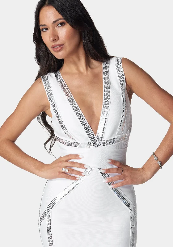 Bandage Metallic Midi Dress